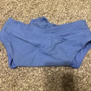 Aerie High Waisted High Cut Cheeky Textured Blue Bathing Suit Bottoms